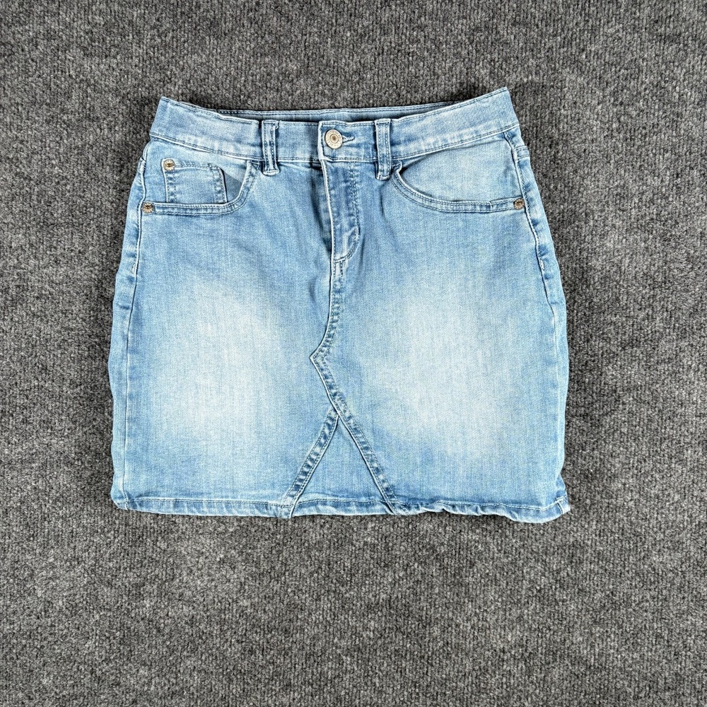 Thereabouts Mini Skirt Womens 12 Blue‎ Denim Cotton Stretch Light Wash Outdoor